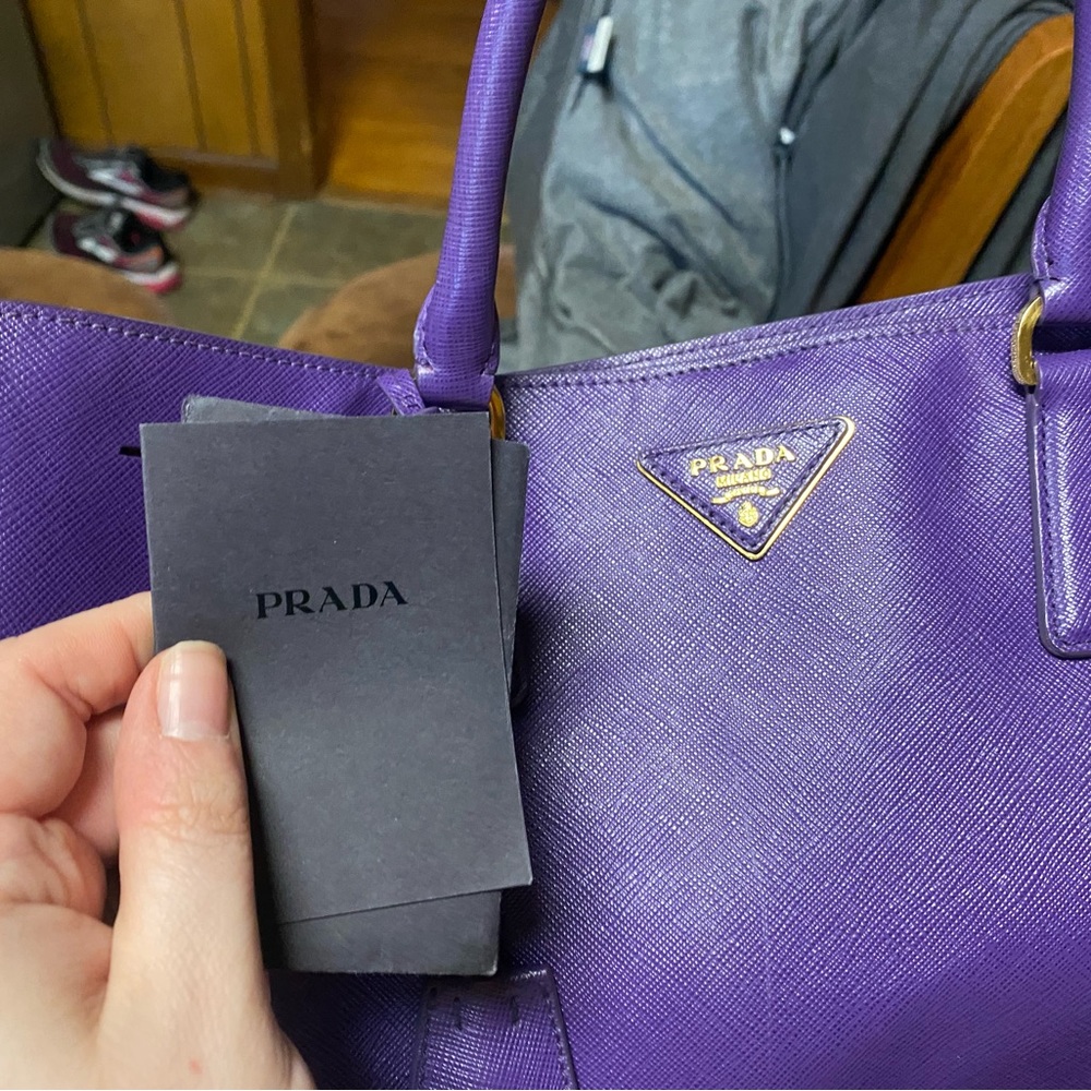 Prada Saffiano Lux Leather Purple Tote - Picture 9 of 12